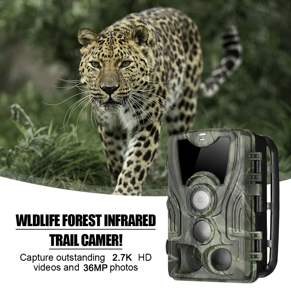 Hunting Trail Camera 24MP 2.7K Night Vision IP65 Waterproof 940nm Wild Cameras Photo Traps HC801A  Wildlife Cam Surveillance