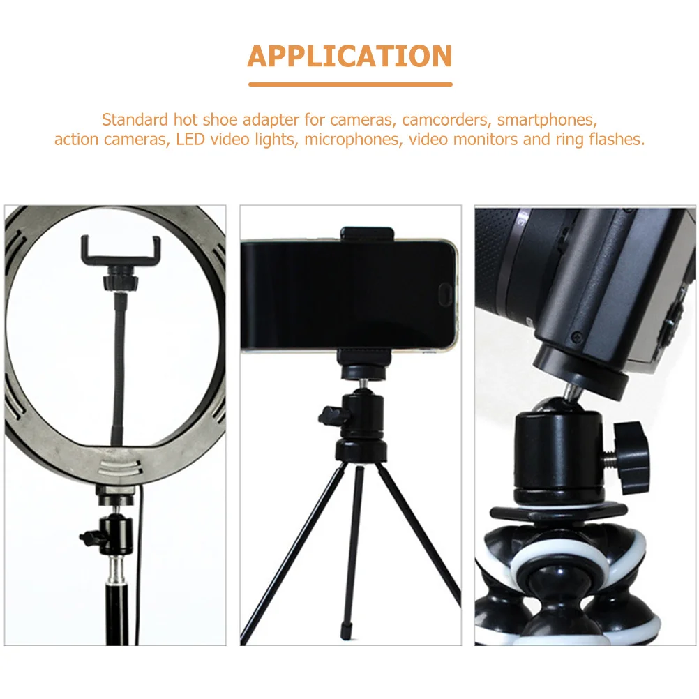 

2Pcs Tripod Mount Adapter Durable Swivel Ball Head Hot Shoe Mount for Camera LED Video Lights Ball Head Light Stand Adapter