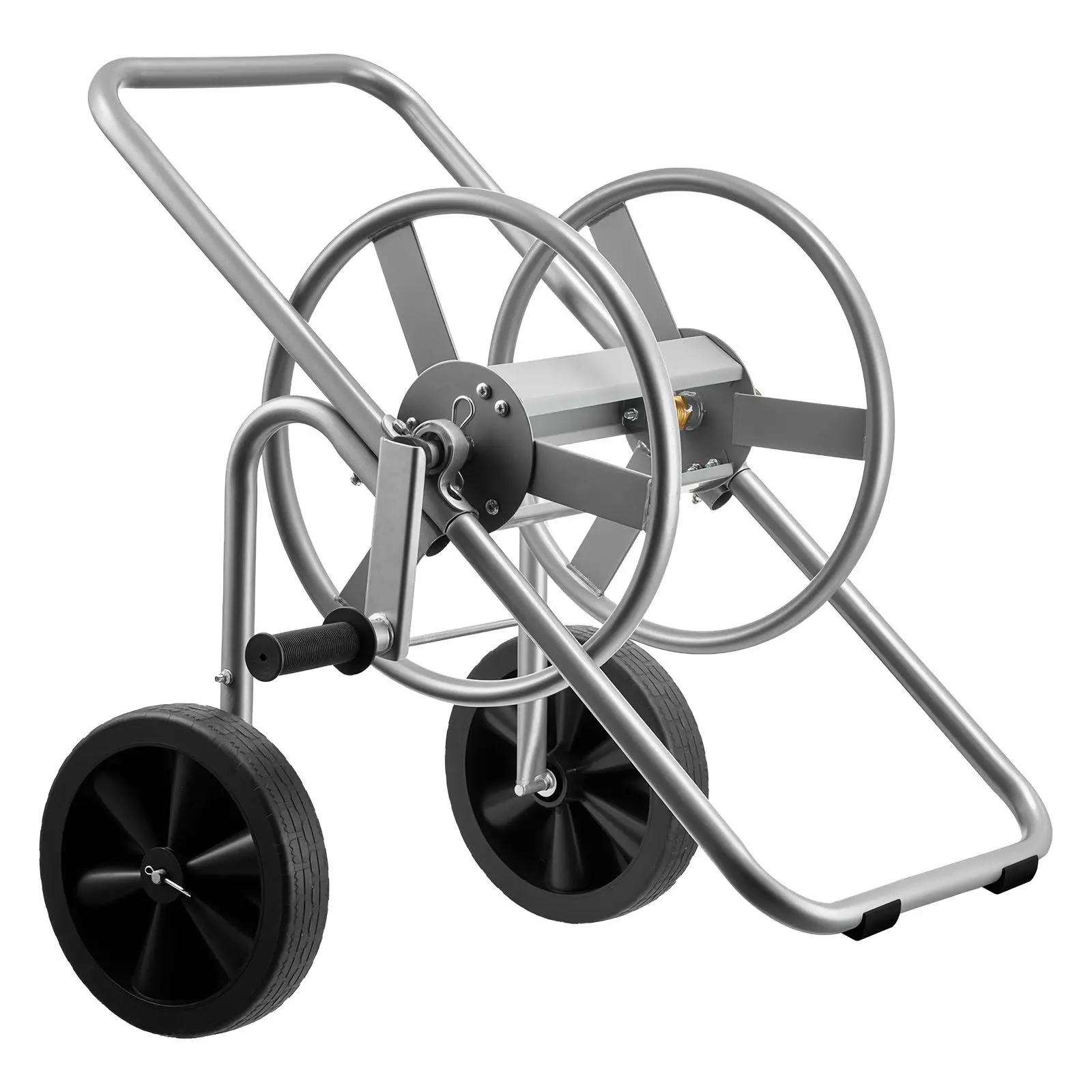 Water Hose Reel Cart, 200/300 ft High-Pressure Garden, with Two Wheels, Handle & Heavy-Duty Mesh Storage Basket, Portable for