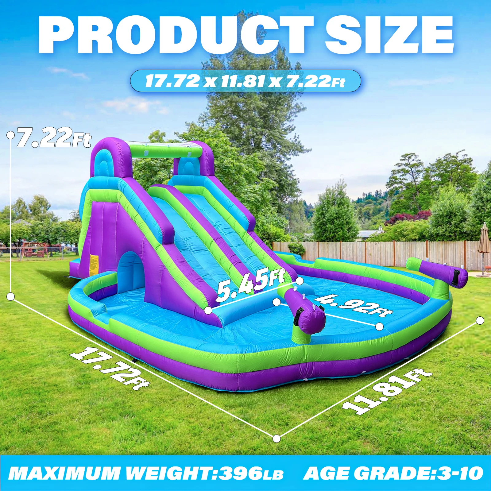Opblaasbare dubbele waterglijb - Kids Outdoor Inflatable Water Slide recensie en prijs