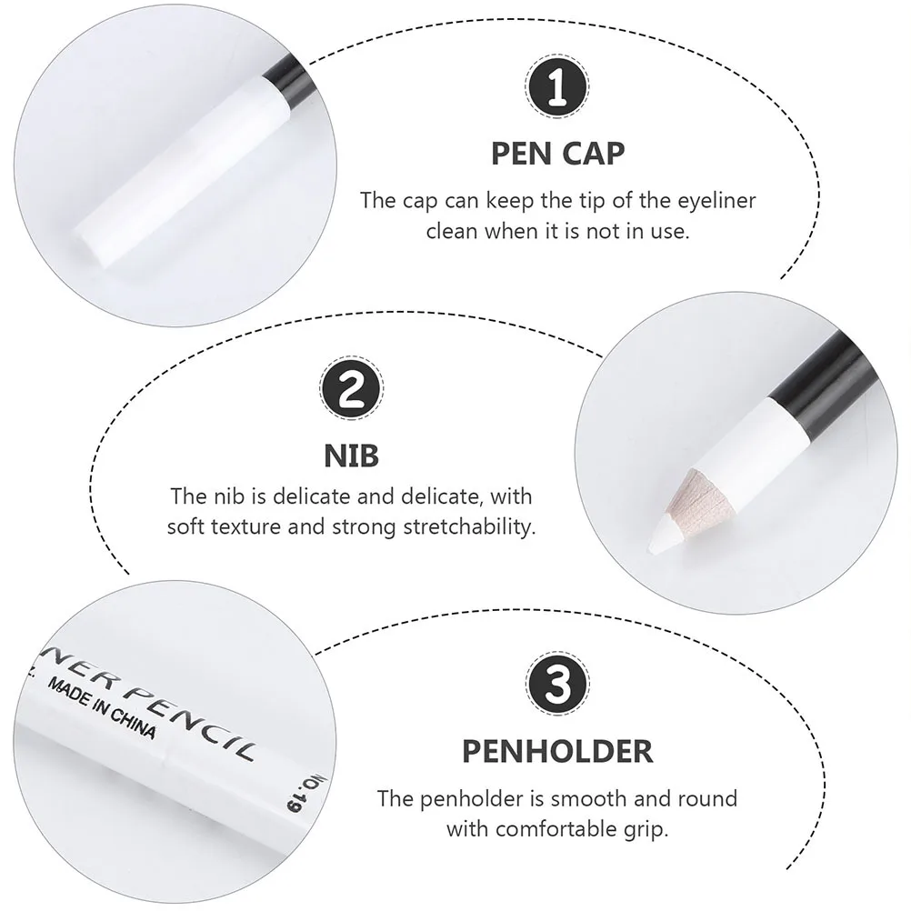 

24pcs White Eyeliner Pencil Fine Tip Long Lasting Waterproof Eye Makeup Tool For Precise Line Drawing Highlighting Cosmetics