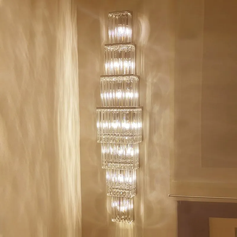 الفاخرة فندق اللوبي كبير كبير كريستال الجدار مصباح لقاعة النادي فيلا غرفة المعيشة مكتب مأدبة تركيبات الإضاءة الداخلية ديكور #1