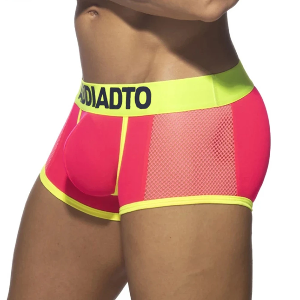 Men's Soft Skin Friendly U Convex Pouch Boxer Breathable Mesh Underwear Boxers Shorts Color Matching Panties