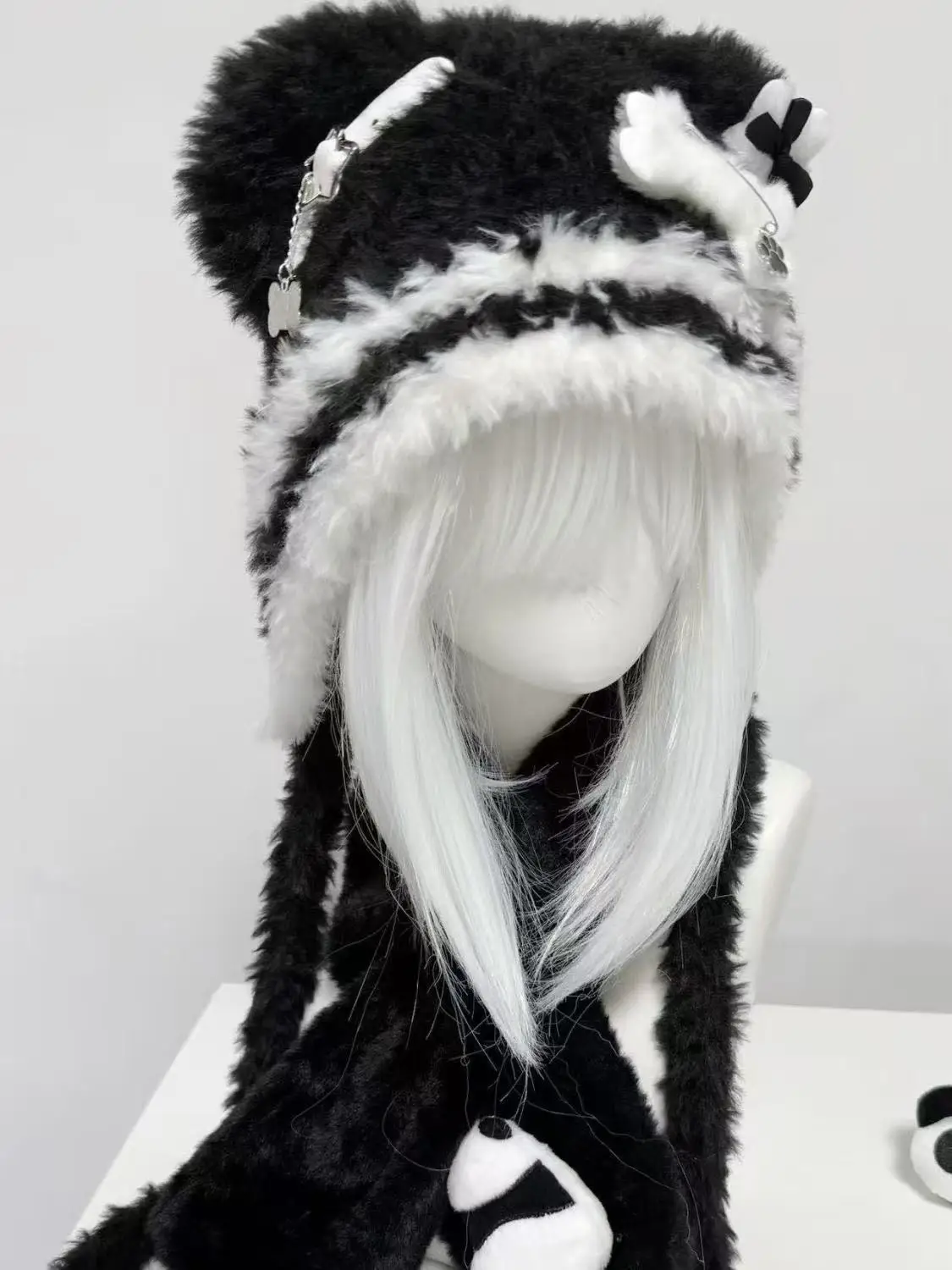 Dziewczęca czapka Y2K dla kobiet, japońska Harajuku, gotycka, urocza czapka z uszami misia, zimowa, ciepła, puszysta czapka typu bone, utrzymująca ciepło, subkultura steampunk, czapka beanie.