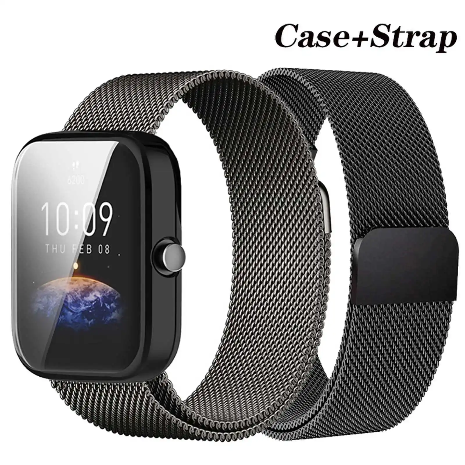 Correa de Metal para reloj inteligente, funda protectora de cobertura completa para Amazfit Bip 3 Pro, pulseras magnéticas