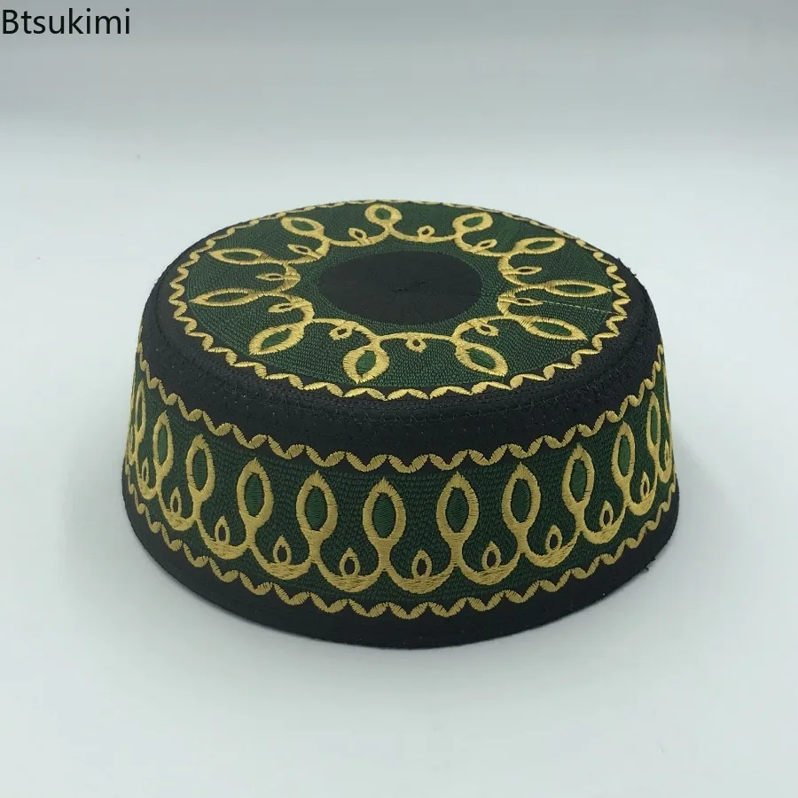 مسلم تطريز أنيق القبعات الرجال الصلاة العبادة القبعات عادية حفل زفاف المملكة العربية السعودية قبعة عمامة الاطفال الإسلامية قبعة مسطحة