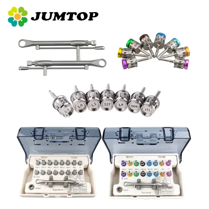 JUMTOP clé dynamométrique universelle pour Implant dentaire avec 16 tournevis Kit d'outils de restauration prothétique 10-70NCM