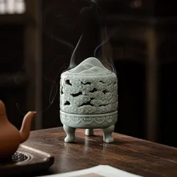 Ceramic Jiangshan Incense Home Indoor Tea Ceremony Decoration Ceramic Dish Incense Creative Relief Sandalwood Stove