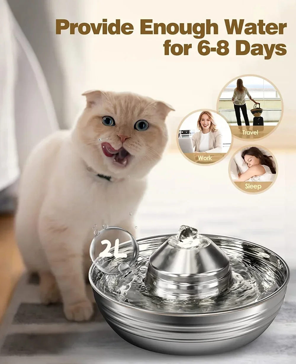 Quiet 2L Cat Water Fountain for Multiple Pets thumbnail