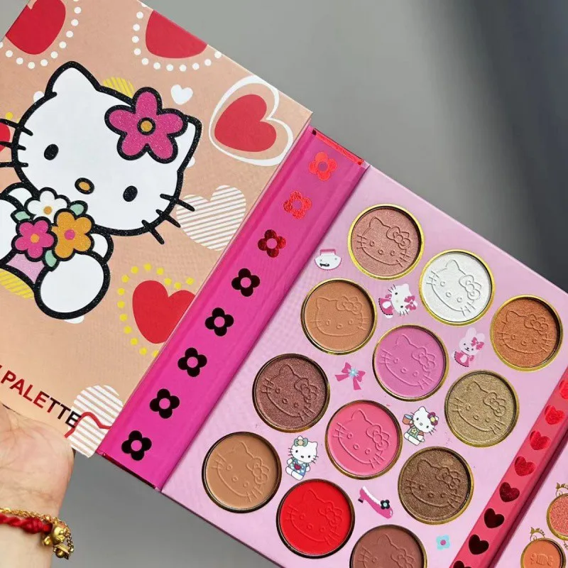 Kawaii Sanrio Anime 117 Colors Four Layers Double Eyeshadow Palette Bead Matte Highlight Blush All in One Eyeshadow Palette