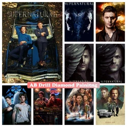 5D DIY AB Drills Diamond Art Painting Supernatural Popular Tv Series Full Square Round Cross Stitch Handmade Gift Room Decor