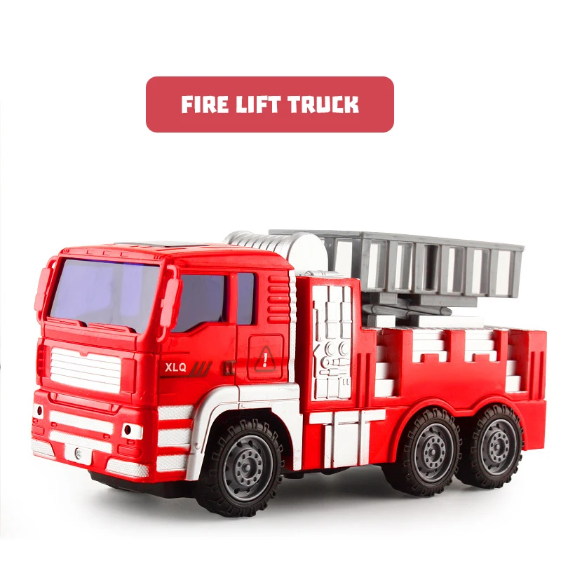 Children\'s Fire Fighting Truck Toy Set Large Fire Ladder Lift Truck Sprinkler Water Tanker Model Engineering Trucks Toys for Kid