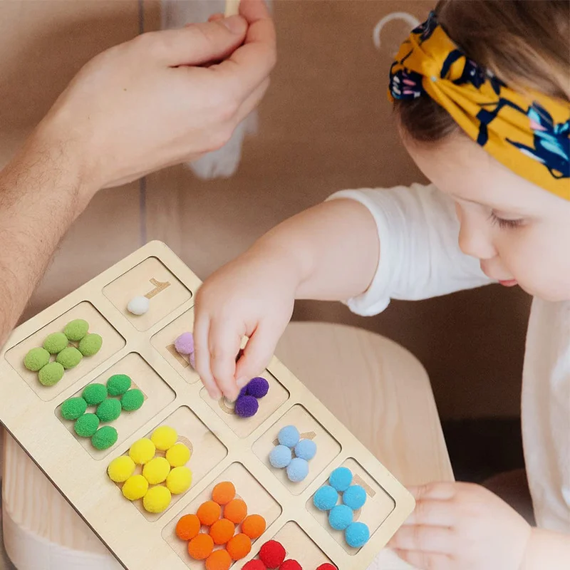 Montessori Rainbow Board giocattolo in legno naturale per ragazze ragazzo smistamento di colori giocattolo nordico educativo matematica sussidi didattici regalo giocattolo