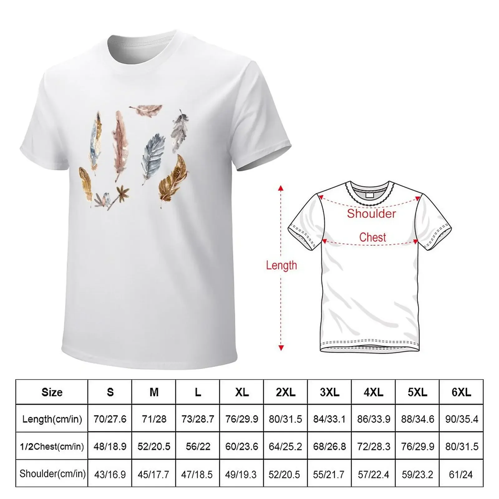 Watercolour Feathers T-shirt kawaii clothes for a boy Men's t-shirt