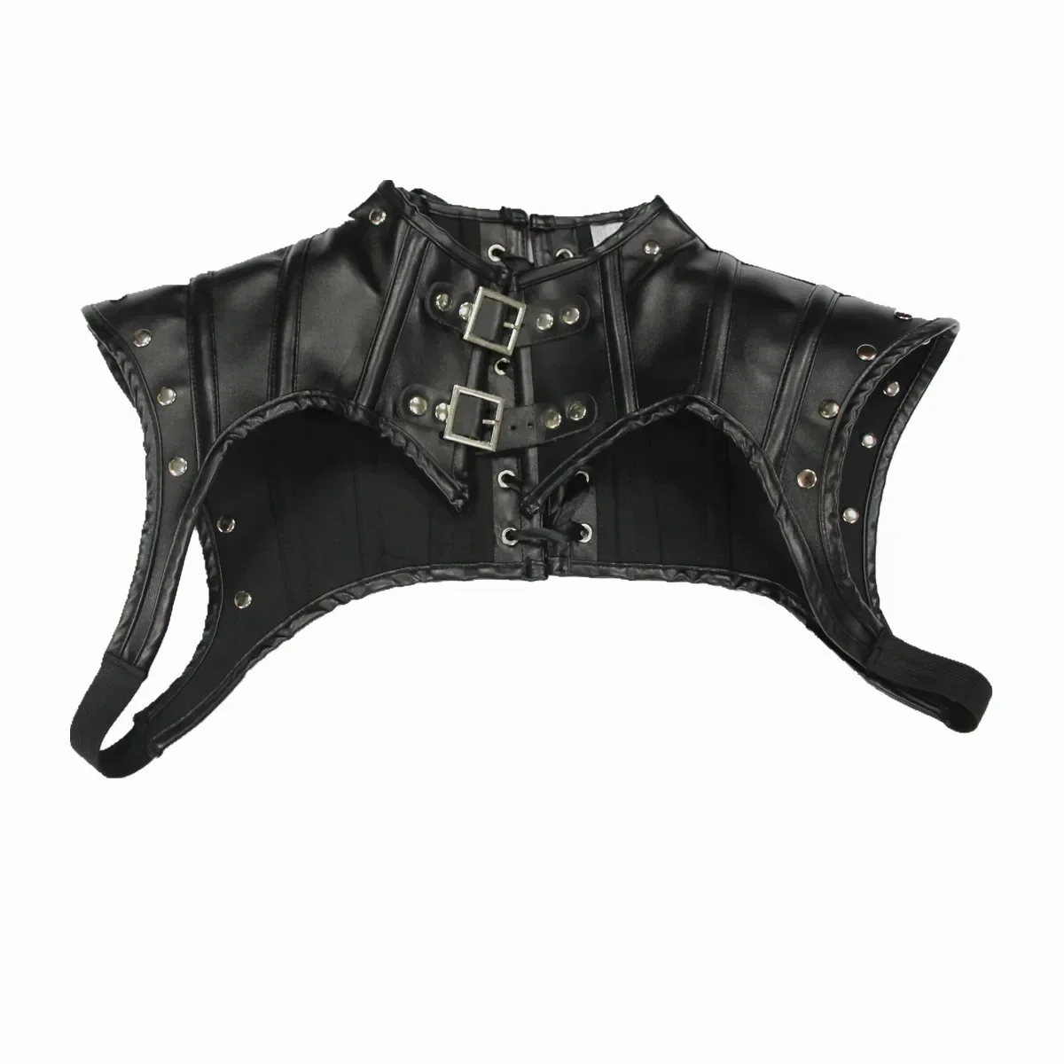 

Renaissance Medieval Steampunk Shapewear Short Gothic Shoulder Tops Women Lace Up Accessories Sexy Leather Rivets Corsets Top