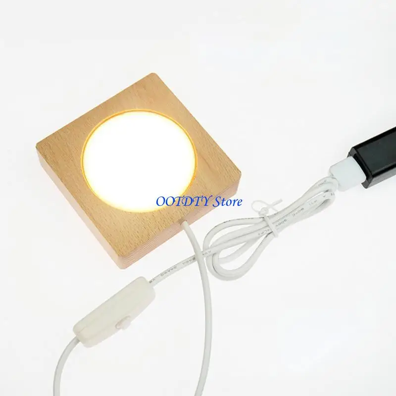 

367A Light Display Base Wooden LED Display Base Crystal Glass Light Base Stand LED Display Stand for Crystal Glass