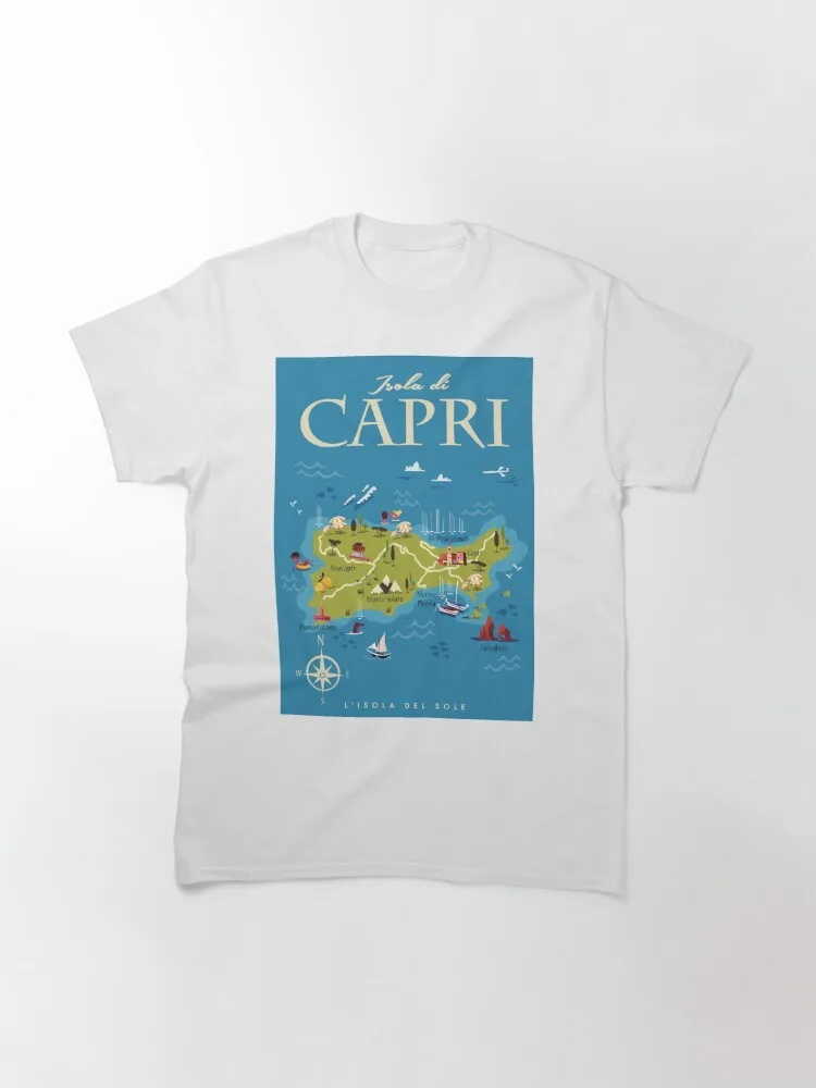 Capri Map Poster Classic T-Shirt 100% Cotton Streetwear High Quality New Fashion Top Tees