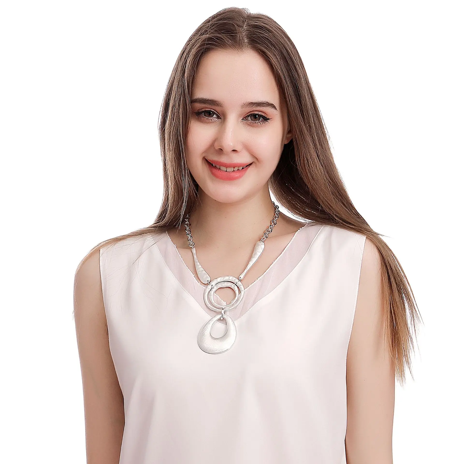 DIY accessories jewelry popular European and American style necklace women's metal geometric short simple fashion brushed sh