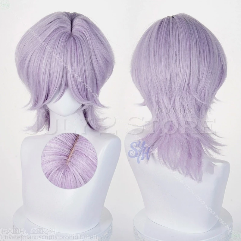Anime Kpop Demon Cosplay Saja Boys Mystery Hair Purple Gray Wig Heat Resistant Synthetic Hair Wigs + Wig Cap Halloween Christmas