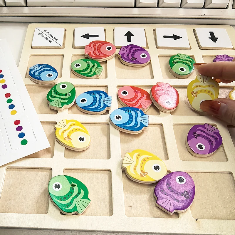 ألعاب مونتيسوري الخشبية للأطفال التفكير المنطقي التدريب الاتجاه اللون الإدراك التعليمية معركة معركة مجلس لعبة الهدايا