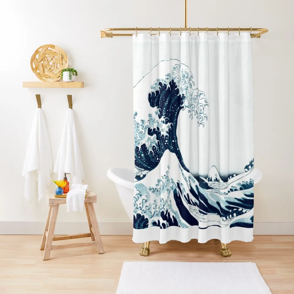 

The Great Wave - Hokusai - Halftone Shower Curtain Window Shower Set Cover Shower For Bathrooms Curtain