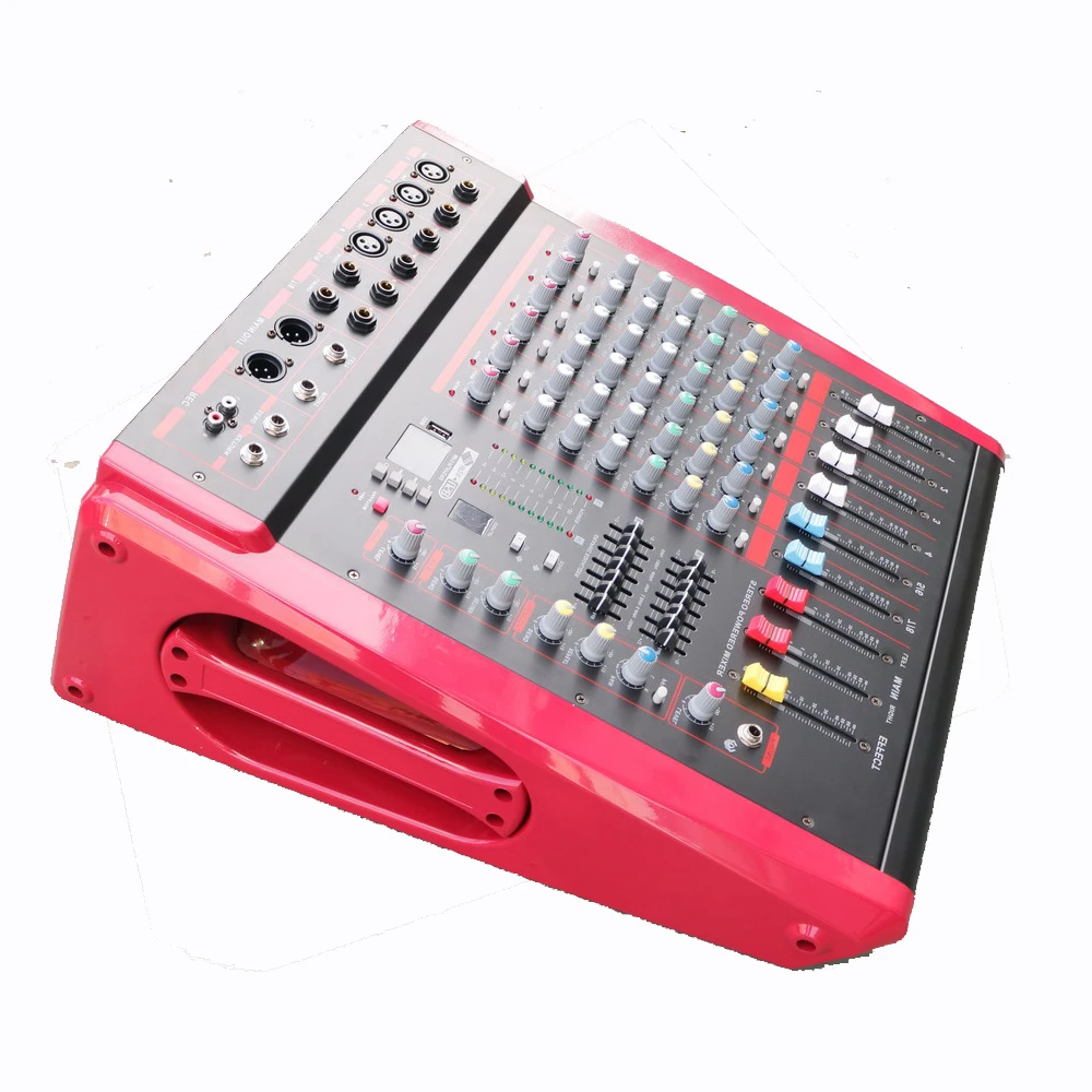 MiCWL Red 8 Channel  Karaoke Stage Power Mixer Mixing Console 2800W Amplifier Sound Voice Processor Wireless Bluetooth RM800-AMP