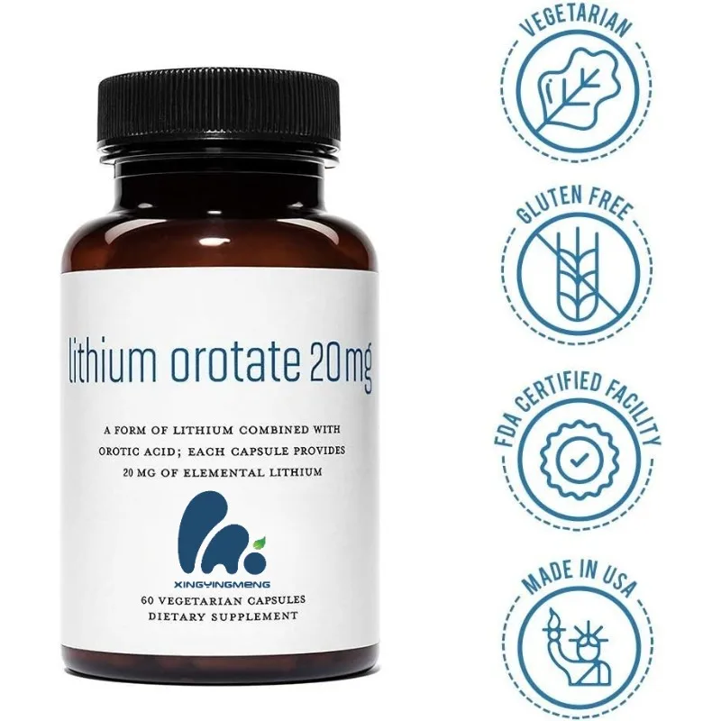 Lithium 20mg Per Serving, 60 Vegetarian Capsules, Lithium Supplement