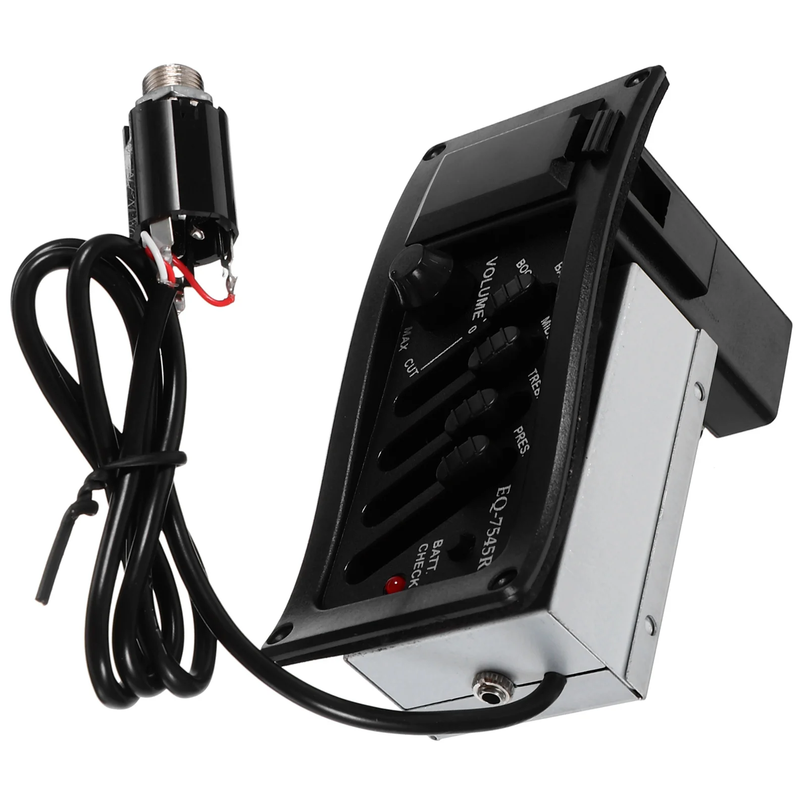 

Guitar Pickup 4 Bands Eq Preamp Volume Bass Treble Presence Controls Low Indicator For Folk Guitar Black