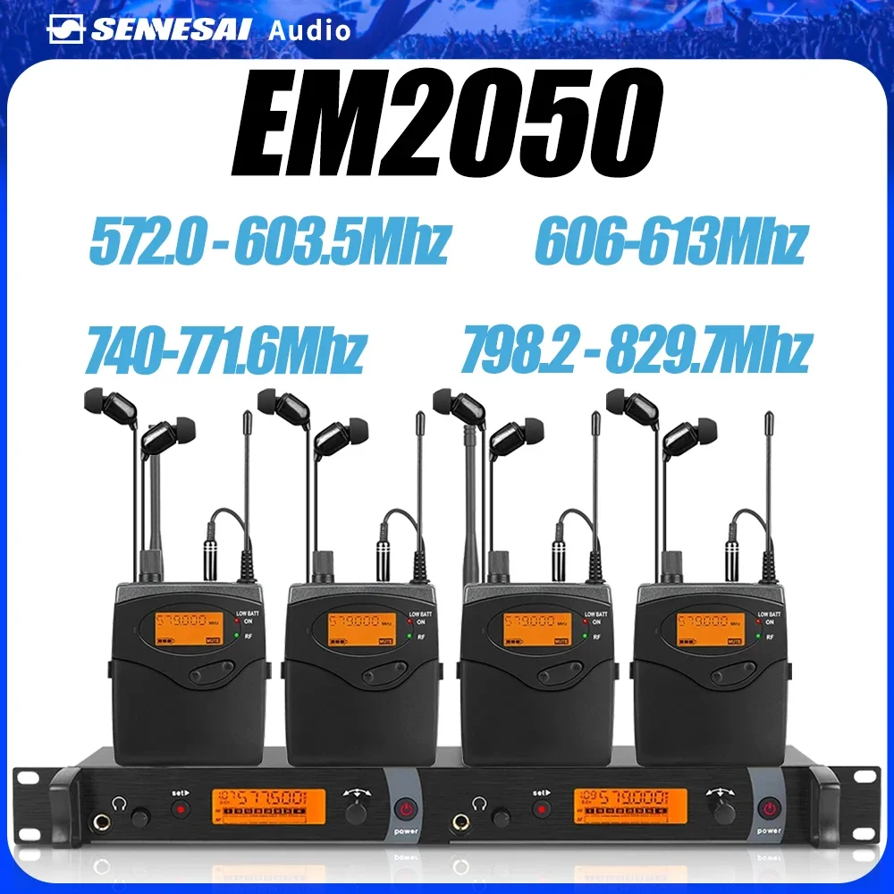 Top Quality！EM2050 UHF In Ear Monitor System 2 Channel 4 Bodypack Monitoring Available In Multiple Bands for Stage！Whole Metal