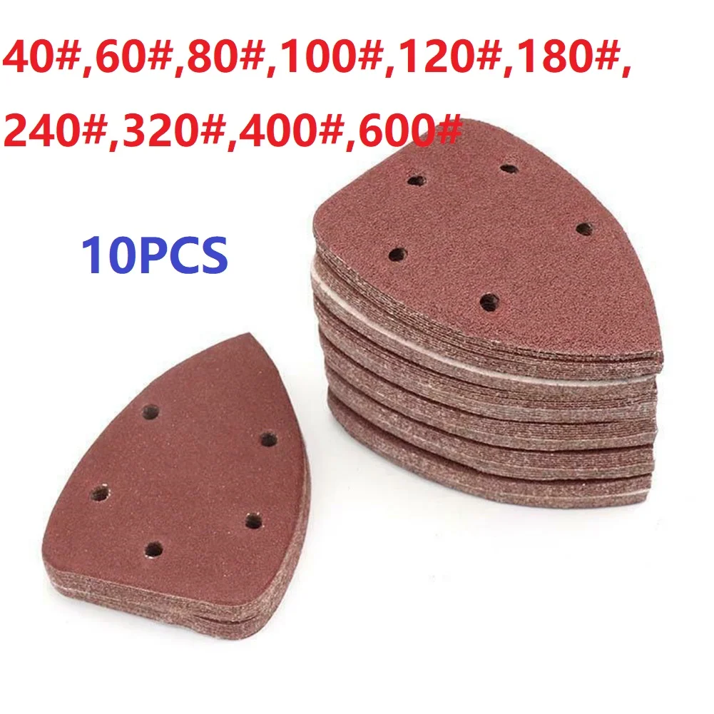 

10pcs Triangle Sanding Pads Mouse Sander Pads Sandpaper 5 Holes 140*90mm 40 60 80 100 120 180 240 320 400 600 Grit Abrasive Tool