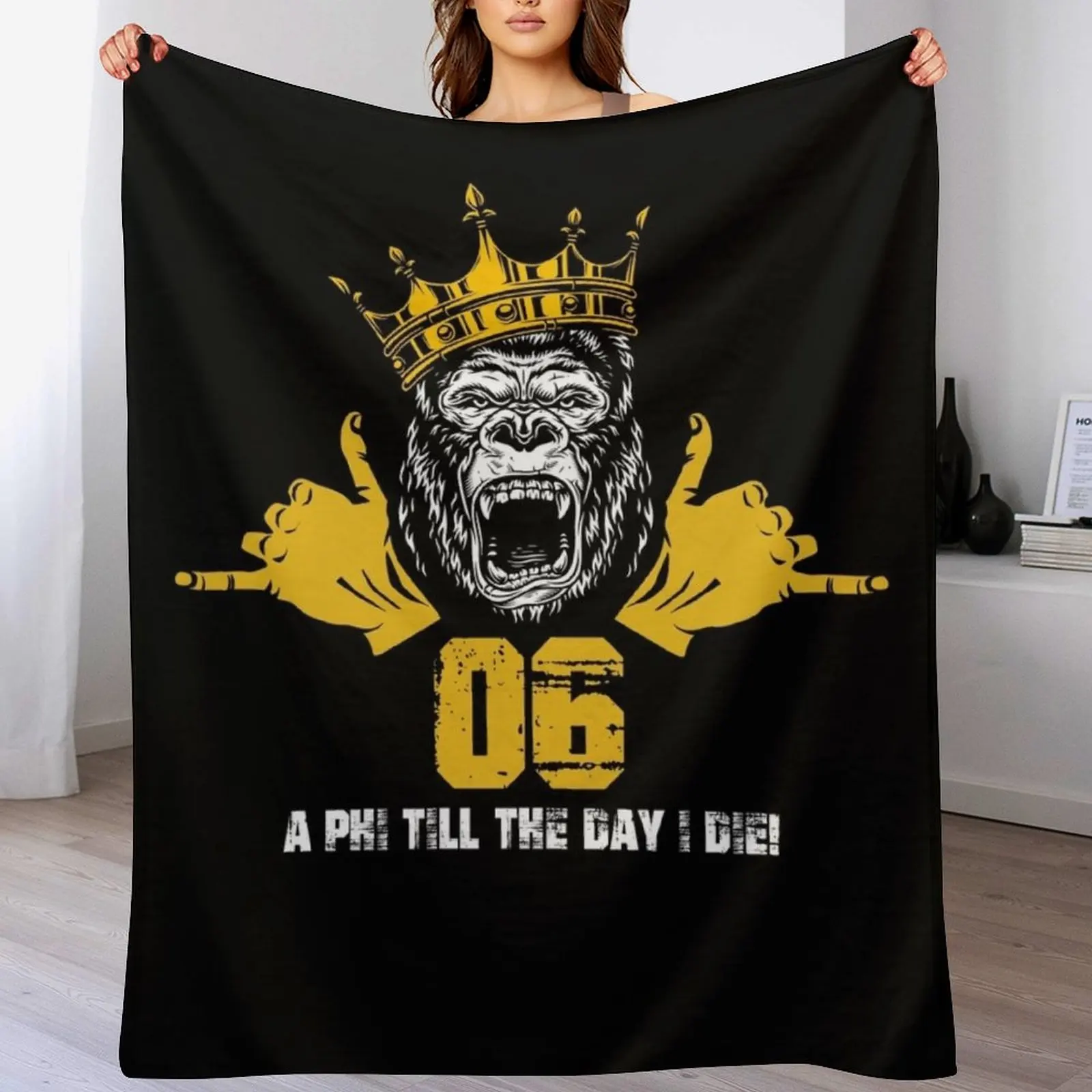 Mens Alpha 1906 Gorilla Hand Sign Phi Alpha Crown Throw Blanket Tourist Stuffeds Blankets