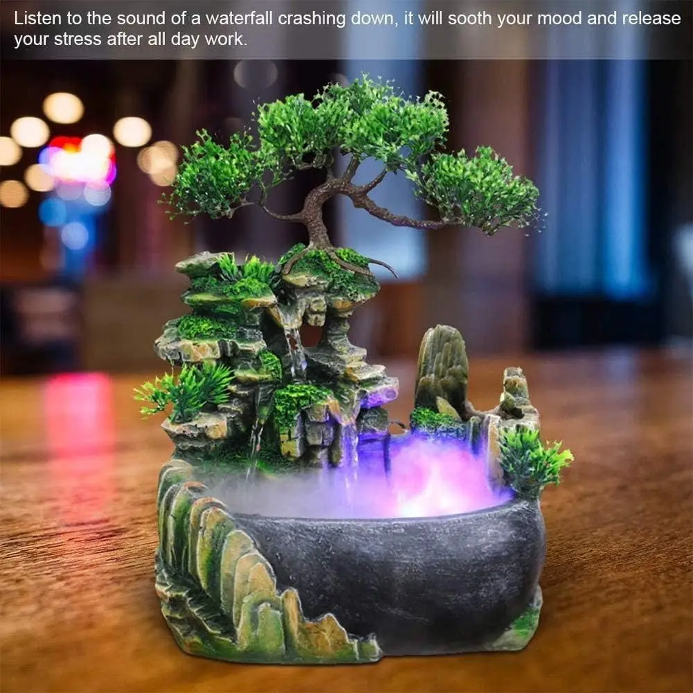 

with Color LED Light Indoor Water Fountain with Mist Maker Easy to Use ON/Off Switch Indoor Fountains and Waterfalls Charming