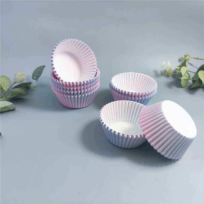 

Cupcake 100 Pcs Gradient Elegant Cup Cake Baking Tool High Temperature Resistance Muffin Hat Disposable Cookie Oil Paper Tray