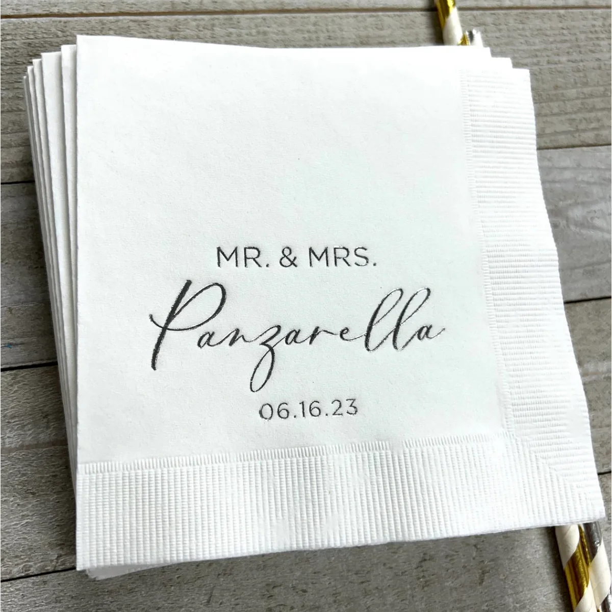 Personalized Mr & Mrs Mr and Mrs Wedding Napkins Custom Monogram Beverage Cocktail Cake Dessert Appetizers Luncheon Dinner Guest