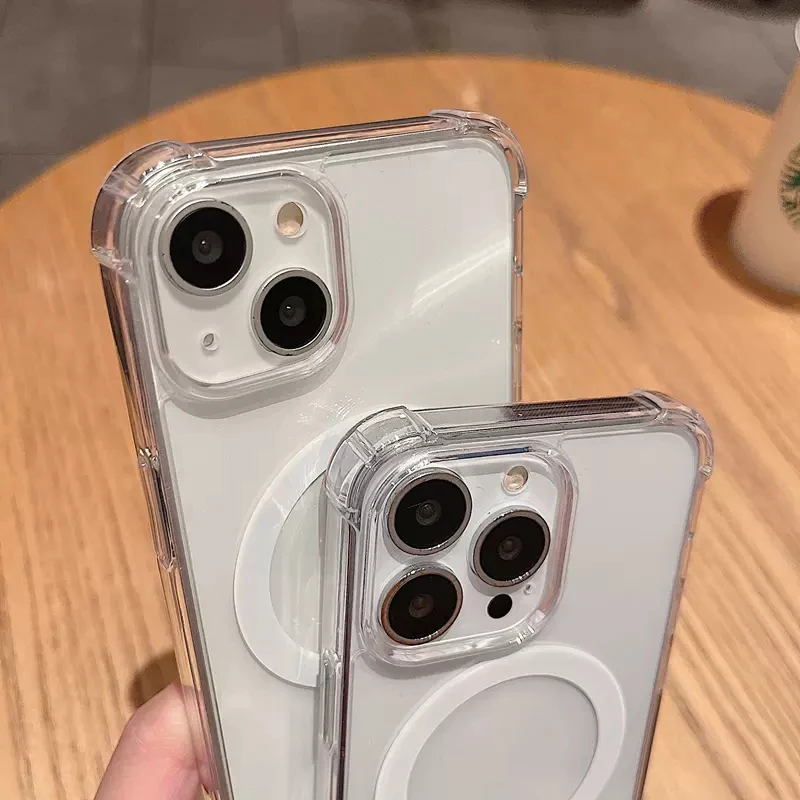 Fashion Transparent Magnetic For Magsafe Wireless Charge Cases For iPhone 16 15 14 13 12 11 Pro Max Shockproof Cover Accessories - náhled 5