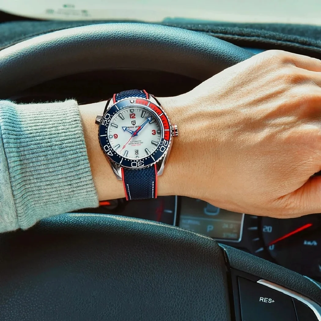 PAGANI تصميم V2 الكلاسيكية الفاخرة الرياضة الرجال الميكانيكية ساعة اليد الياقوت الزجاج التلقائي ساعة الفولاذ المقاوم للصدأ 100 متر مقاوم للماء