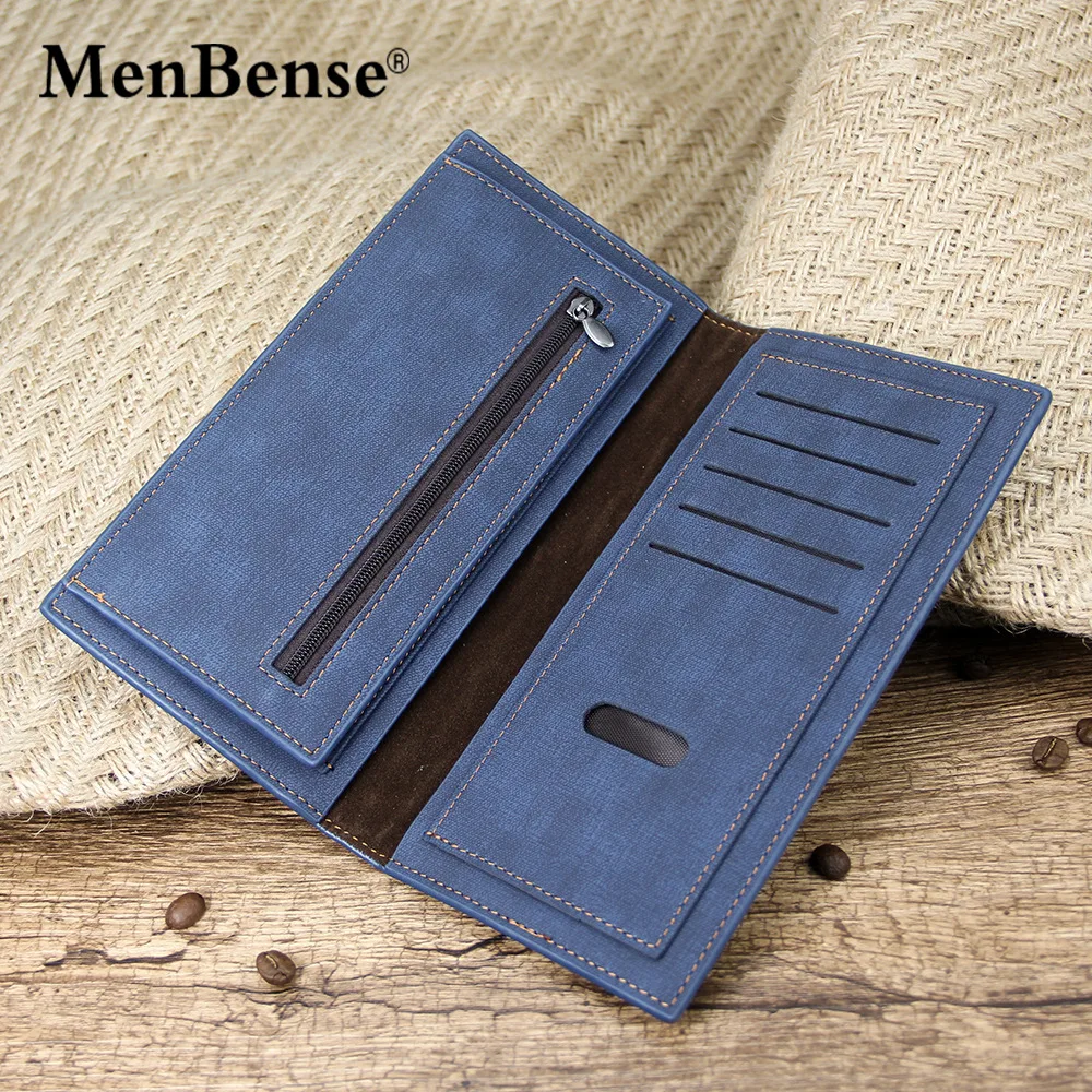 New Frosted Men's Wallet Long Korean Fashion Casual Suit Bag Large Capacity Money Clip Credit Card Bag Coin Bag PU Leather