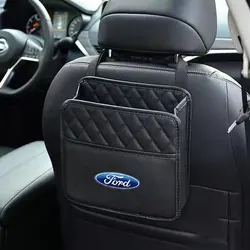 Car Rear Seat Storage Box Folding Leather Organizer Auto Interior For Ford Mustang Kuga F-150 Raptor ST line Escape Flex Transit