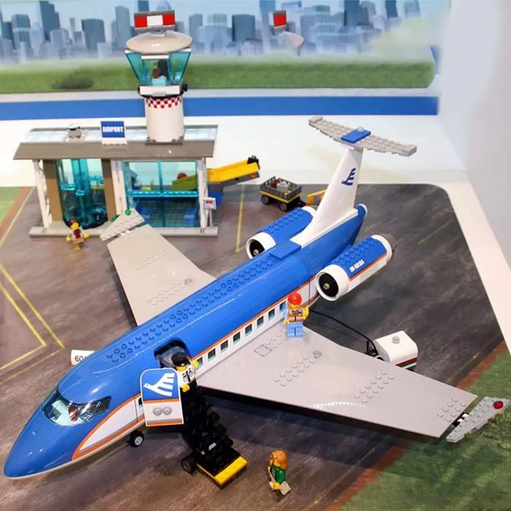 694PCS City Airport Airplane Plane Station Building Blocks Aircraft Internationa 60104 Model Enducational Brick Toy For Kid Gift