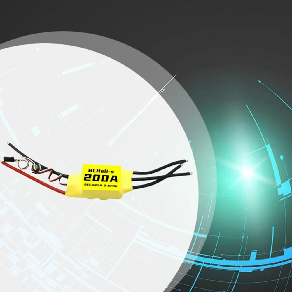 

Blheli Brushless ESC 200A 2-6S 6V 5A BEC For RC FPV Multirotor Fixed Wing Drone DIY Parts-Y44A