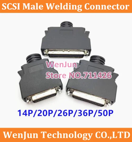 

High Quality SCSI 14P/20P/26P/36P/50P Connector SCSI Male solder wire black /white shell Connector snap-on