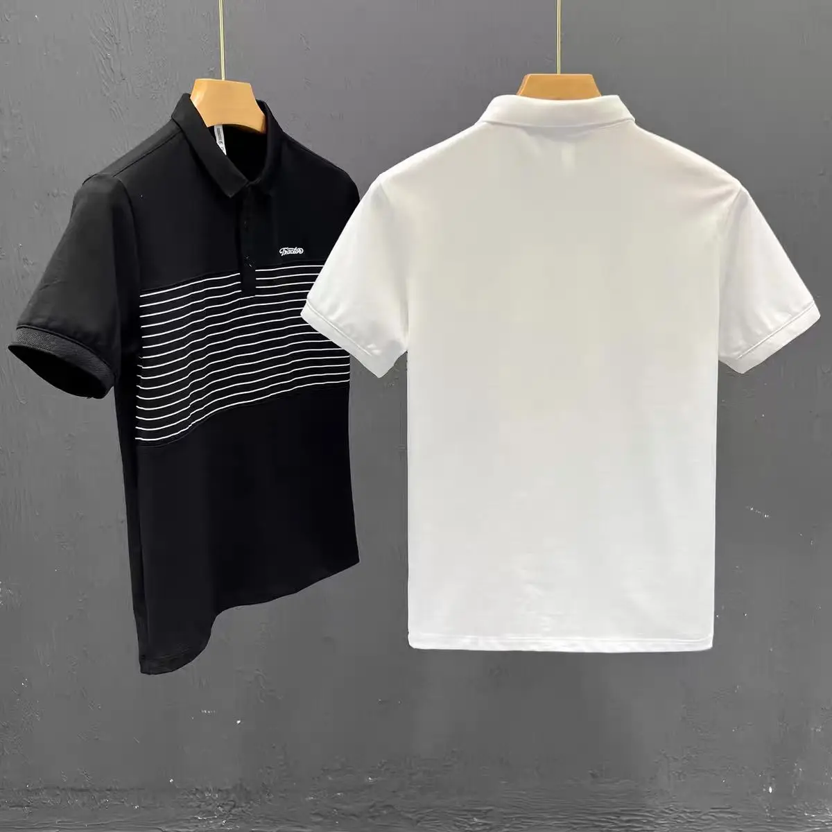Fashion England Summer New Print Striped Men's Polo Shirt Trend Button Casual Fashion Versatile Pointed Collar Short Sleeve Top