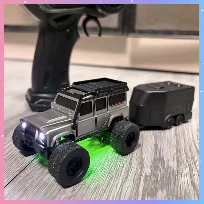 

Миниатюрная радиоуправляемая машинка 1:64, внедорожник 2.4G, полномасштабный радиоуправляемый прицеп, настольная модель внедорожника, подарок
