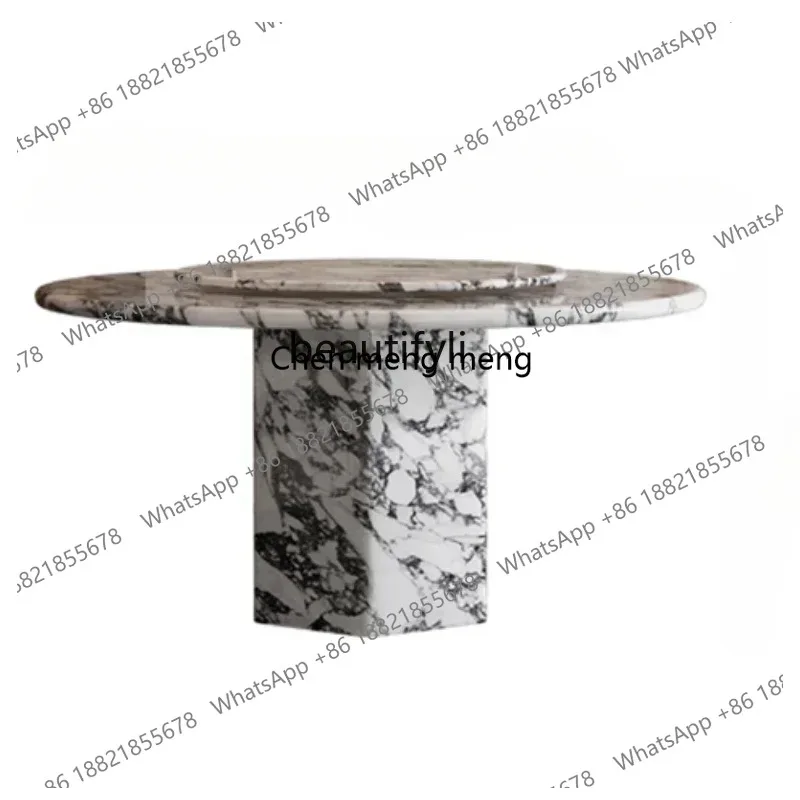 French Retro Simple Marble Dining Table and Chair Assemblage ZoneTurntable Large and Small Apartment Type Household Dining Table