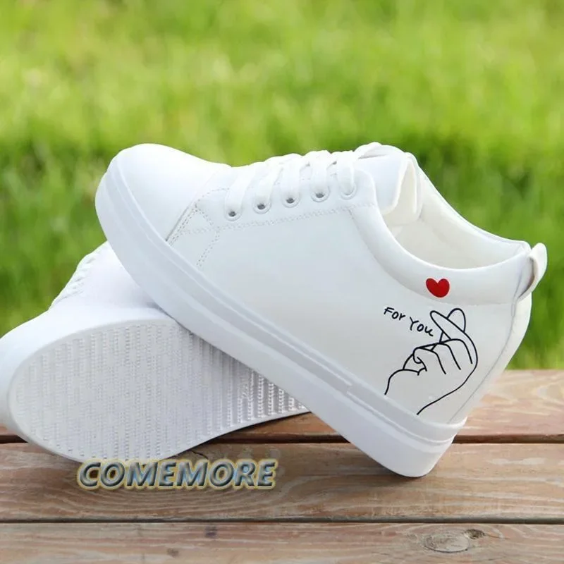 Casual Platform Tennis Female White Shoes Woman\'s Height Increasing Shoes Comfort Spring Autumn Wedges Breathable Women Sneakers