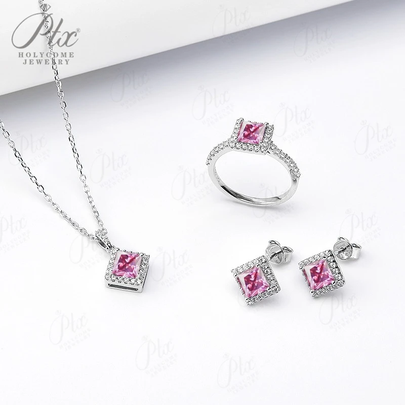 

Jewelry Set Moissanite Jewelry Set Princess Cut It Includes Ring Necklace & Earrings Suitable for Weddings and Ideal As A Gift