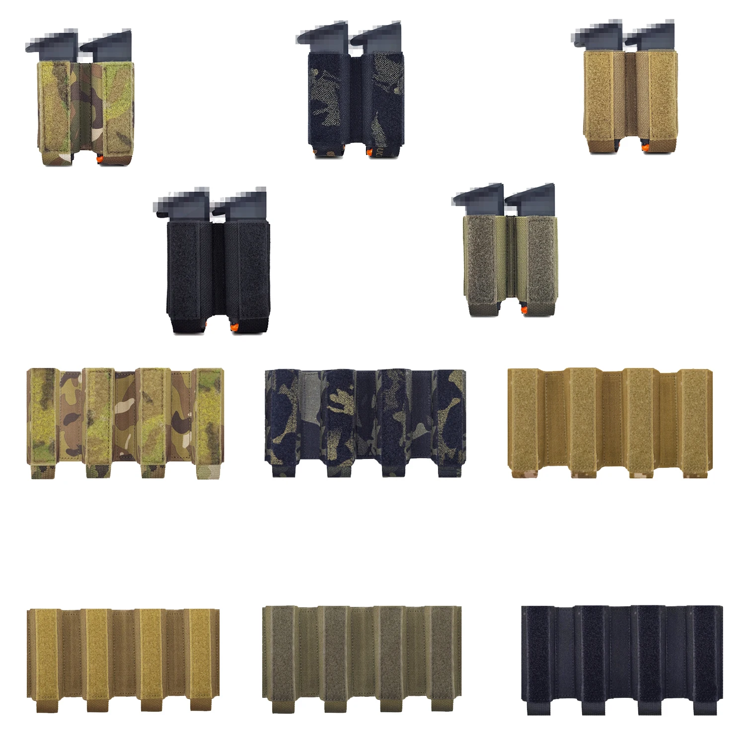 Airsoft Built-In Elastic Inseert 9mm Mag Pouch Tactical Double/Quadruple Magazine Pouch Chest Hanging Vest Plate Carrier Bag