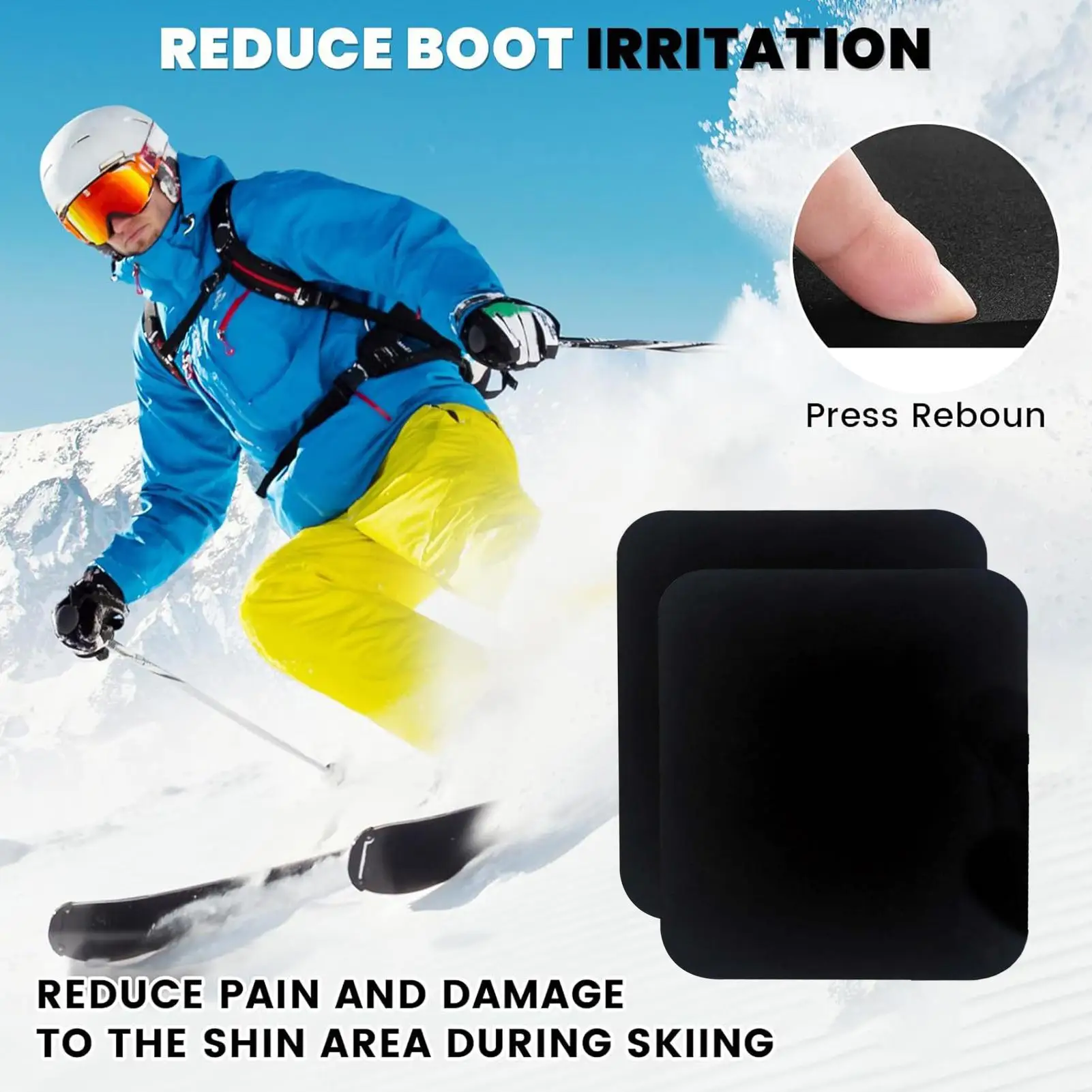 Ski Shin Guards Pads 2pcs Wide Thick Soft Protective Gear Relief Equipment for Snowboarding Ski Boots Mountaineering Sports