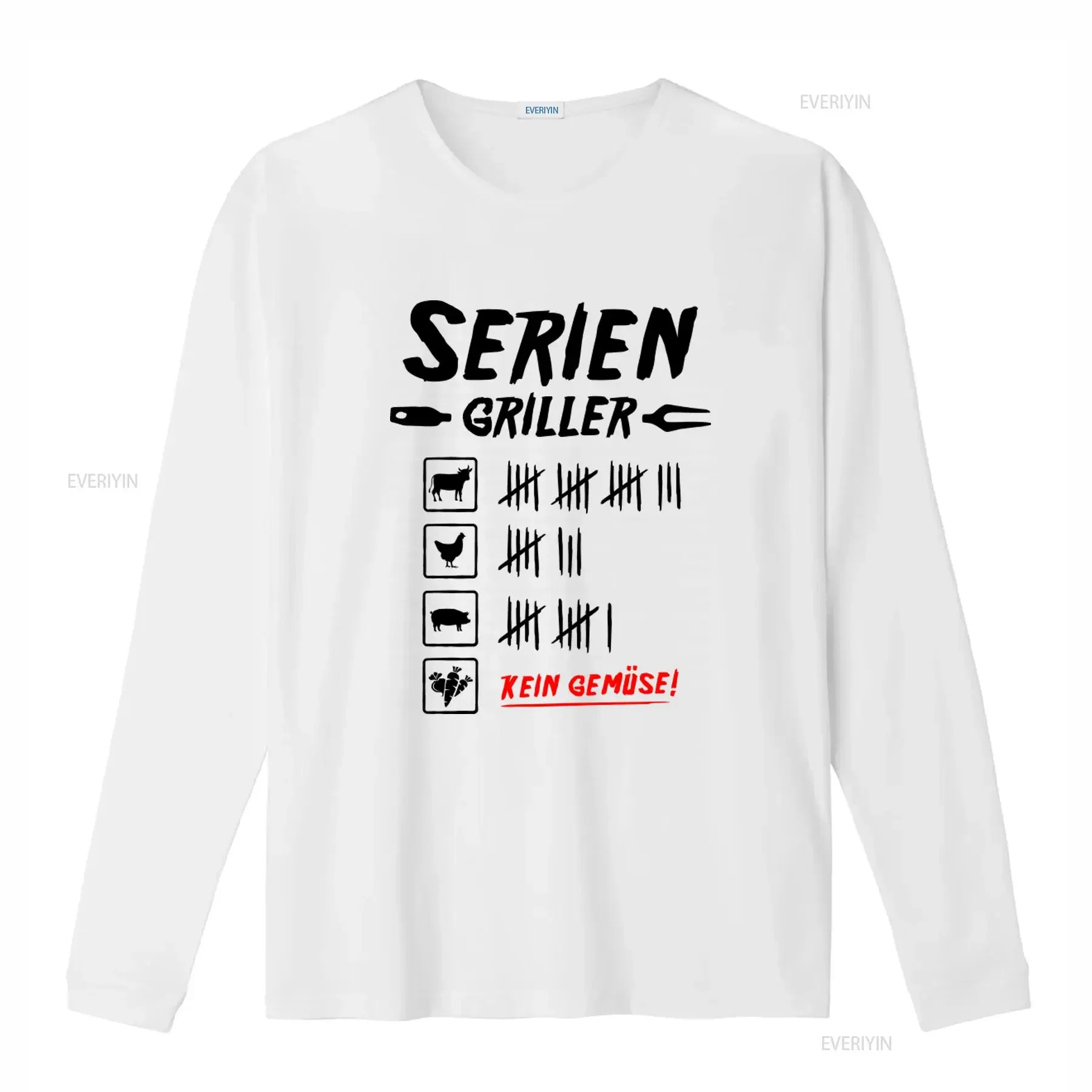 Mens T Shirt Series Griller Grilling Print Dash List Meat No Vegetables vintage Washed Comfortable Versatile Breathable