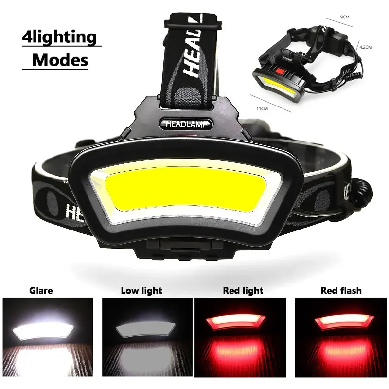 Imagem -02 - Farol Led Recarregável Usb Wide Angle Cob Head Lamp Lanterna para Caminhada Uso ao ar Livre 200m de Longa Distância de Iluminação 2*18650